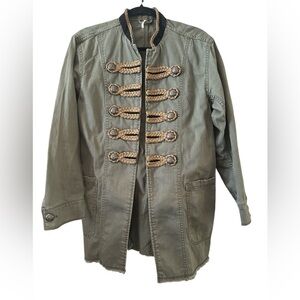 Free People Passenger Jacket Military Army Band Collar Olive Green/Moss sz XS